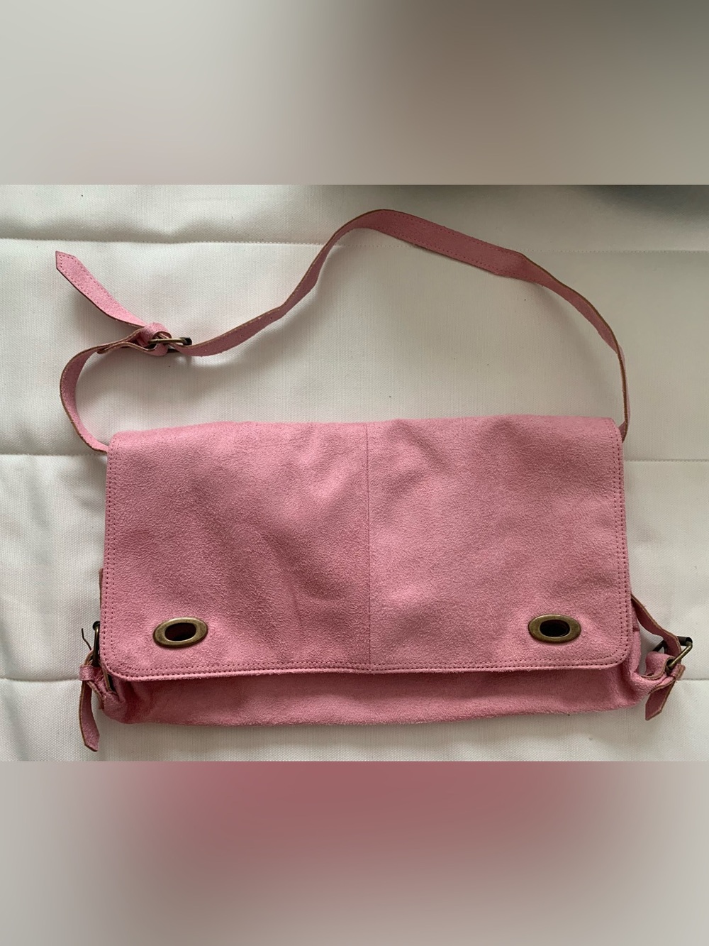 Y2K Pink Faux Suede Messenger Bag Coquette Shoulder Bag Vintage Style